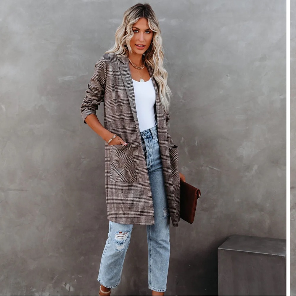 New Jersey plaid knit coatigan